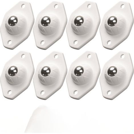 Lot de 8 Mini Roulettes Plates Acier 360° Blanc - Universelles pour Petits Appareils & Boîtes de Rangement (1/4)
