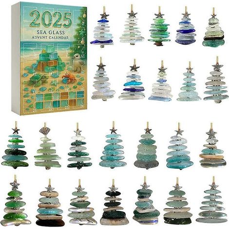 Calendrier de l'Avent en verre de mer, sapin de Noël, boîte surprise, acrylique 2D, cadeau de Noël à offrir à vos amis (1/5)