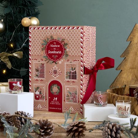 Calendrier Bougie Parfumée - HOME DECO FACTORY - Ginger - 24 Bougies - Marron et Rouge (1/5)