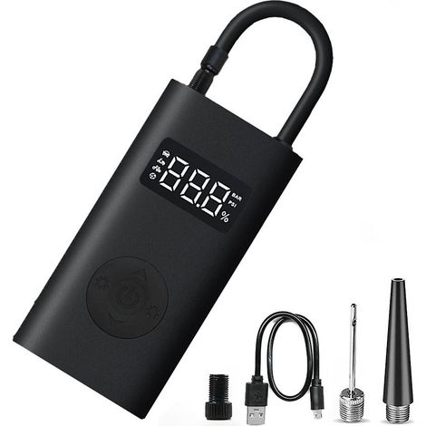 Mini compresseur d'air électrique portable avec lampe LED numérique et chargement USB-C, 150 PSI pour pneus de voiture et de vélo (1/4)