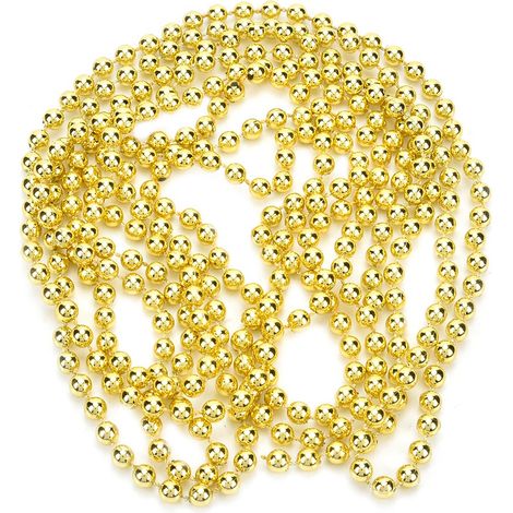 Perles dorées et argentées de 6 mm et 2,7 m : accessoires de mode, ornements décoratifs, décorations de sapin de Noël, décorations de mariage (1/4)