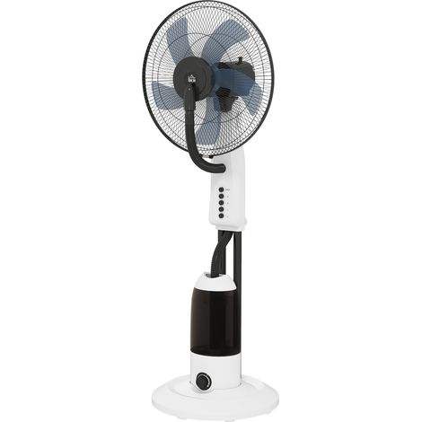Ventilateur nébuliseur oscillant 90W 2,8L 3 vitesses 5 pales avec roues Ø44,5x120 cm Blanc