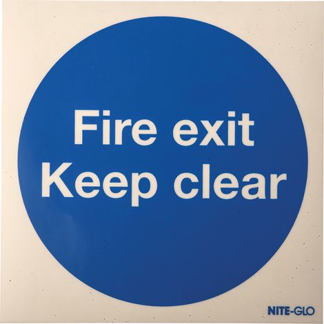 Panneau de sécurité incendie Auto-Adhésif, Fire Exit Keep Clear, texte en Anglais, Bleu/Jaune, Vinyle ( Prix pour 1 ) (1/3)