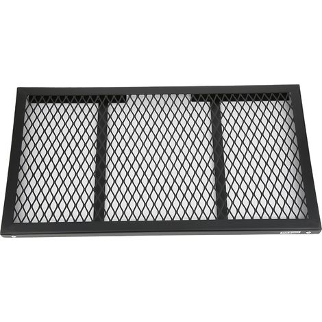 Table pliante d'extérieur portable pour le camping et les pique-niques, avec rangement intégré et grille en fer. (1/5)