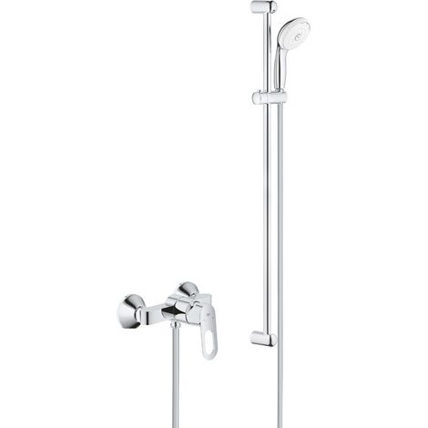 Ensemble de douche Grohe Tempesta 100 2335400028789002 – 3 jets – Mitigeur monocommande – Clapet anti-retour – Laiton – Chrome – 900 mm