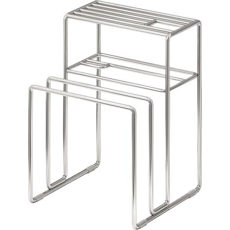 Porta tagliere - Organizzatore da cucina - Contenitore per la cucina - Acciaio inox PP - 17x18x17 cm - Colore argento (1/5)