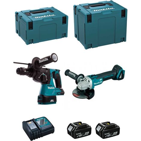 MAKITA Kit DLX2125MJ1 (DGA504 + DHR243 + 2 x 4,0 Ah + DC18RC + MAKPAC 3 + MAKPAC 4) (1/5)