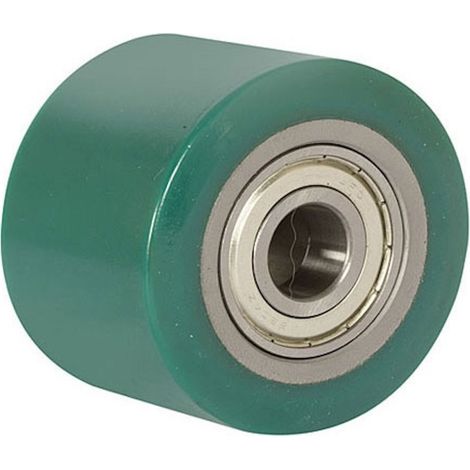 Galet 82 x 60 Polyuréthane SILENCIEUX SOFT VERT, corps acier Alésage (AL) : 25 mm (1/2)