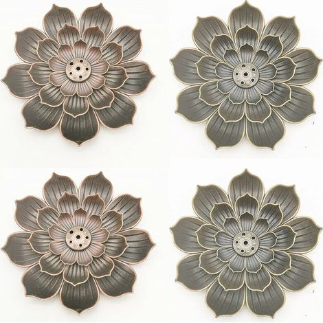 4 Pièces Supports d'encens Lotus, Porte Encens Lotus, Bol d'encens Lotus, Accessoires de Bol D'encens en Feuille de Lotus pour Bâtons D'encens (1/5)