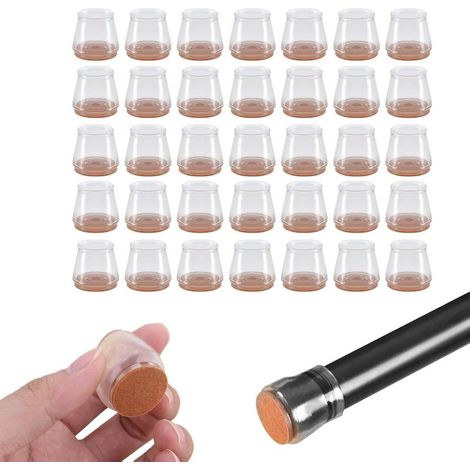 40 Pièces Protection Pied de Chaise pour 16-22 mm, Tampon Chaises en Silicone, Protege Pied de Chaise avec Feutre, Reduire Le Bruit éviter Les Rayures, pour Sols en Bois Dur et Carrelage (1/5)