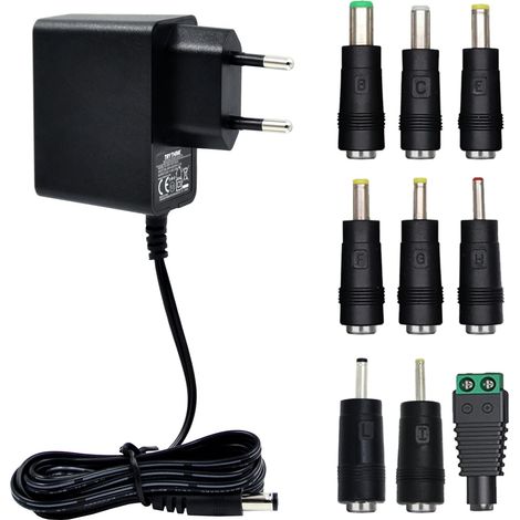 Alimentation 5V 1A, Transformateur d'adaptateur de Courant AC DC Universel avec 9 fiches DC pour 5V électronique, 1000mA Max. (1/5)