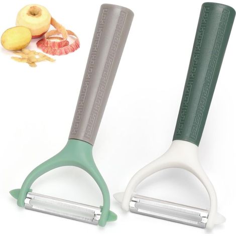 2 Pcs Econome Legumes, Eplucheur Pomme de Terre, Éplucheur Fruits et Légumes en Y, Epluche Pomme Acier Inoxydable Eplucheur Tomate avec Lame Mobile pour Légumes Fruits, Vert