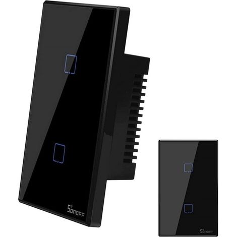 T3US2C - Interruptor de pared inteligente Wi-Fi de 2 elementos EE. UU. - Negro (1/5)
