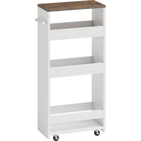 Desserte mobile Garor meuble de rangement cuisine étroite blanc noyer (1/5)
