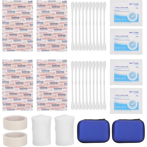 Trousse de secours 2 pièces – Kit de premiers soins extérieur et domestique, pansements, compresses, gaze, boîte à outils d'urgence pour traitement rapide (1/5)