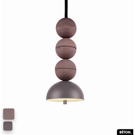 Lampe de suspension en béton - BOSFOR CONCRETE LILAS - SPARROW 3 BALLES LED 14W (1/2)