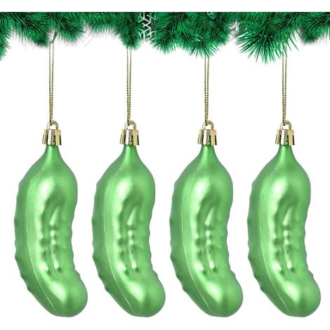 Décorations de Noël en forme de cornichon – Ornements suspendus amusants et traditionnels (lot de 4) (1/5)