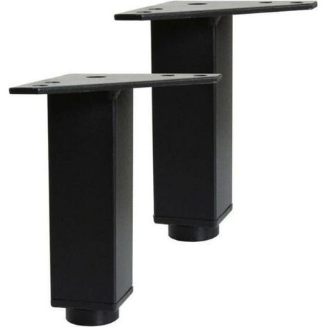 Pieds Réglables - Alliage D'aluminium - Hauteur 100 À 115 Mm - Pour Meuble De Salle De Bain - Noir Mat - Lot De 2 (1/3)
