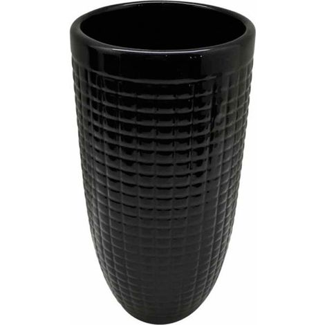 Vase Déco en Céramique "Quadri" 27cm Noir