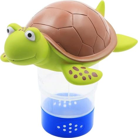 Diffuseur flottant de pastilles de chlore pour piscine en forme de tortue adapté aux grandes et petites piscines, aux bains à remous, aux parcs aquatiques et aux spas. (1/5)