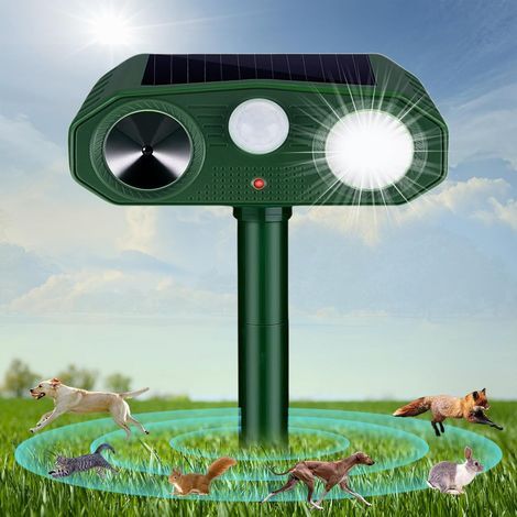 Solar Animal Repellent, 3 Ultrasonic Modes, 120 Degree PIR Sensor, IP54 Waterproof, For Garden, Yard, Farm (1/5)