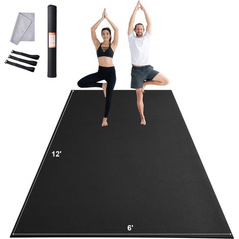 VEVOR Tapis de yoga antiderapant haute densite pour homme et femme, tapis de fitness et deexercice avec sac et sangle de transport pour yoga a domicile, pilates et entrainement au sol, 3660 x 1830 mm