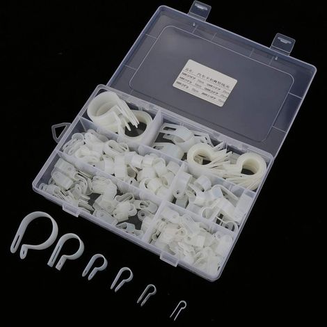 Durable 200pcs Nylon P Clips in Black and White, Rounded Edges