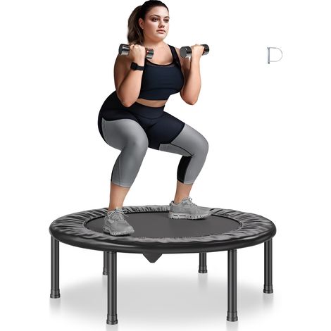VEVOR Mini Trampolino Pieghevole Fitness 934 mm Trampolino Elastico, Capacita di Peso 100 kg Trampolino da Fitness, Trampolino da Giardino per Adulti per Allenamento in Interni/Giardino, Nero e Verde