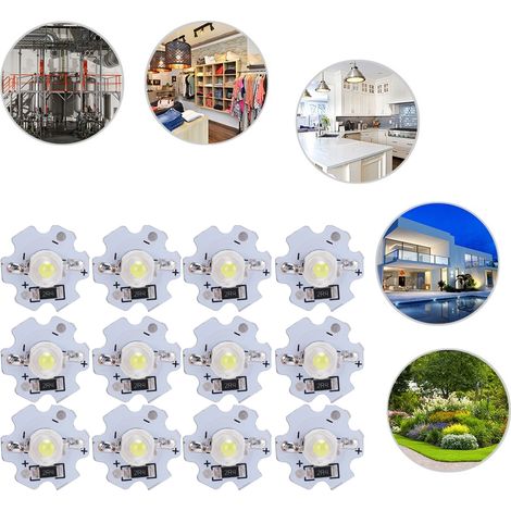 Lot de 25 puces LED 5V 200LM 3W haute puissance pour luminaires DIY, blanc froid 10 000K (1/5)