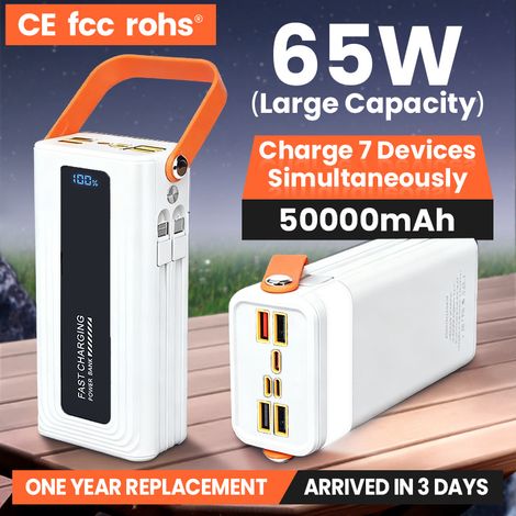 FLITI 50000mAh Portable External Battery with Built-in Cable, Fast Charging for Phone, Computer, Camping, Travel, Emergency, RV (Standard or Solar) (1/5)