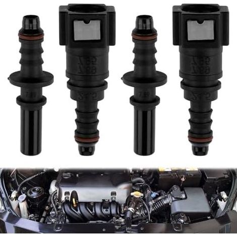 Kit di connettori rapidi per carburante in 2 pezzi, raccordo per tubo flessibile in nylon da 7,89 mm/8 mm, ID8, a tenuta stagna, sicuro, per benzina, gas, veicoli, barche (5/16") (1/5)
