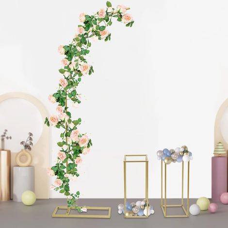 Ein Satz von 3 Ballon Blumen Hintergrund Halter, 6,56 Fuß Ballon Bogen Halter und 2 Blumen Halter, Hochzeit Geometrie Zentrum Halter, Zeremonie Geburtstag goldener Metall Ballon Bogen Rahmen