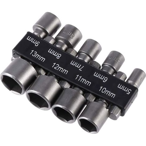 9 Pièces Adaptateur de Clé à Douille Hexagonale pour écrous, Jeu de Douilles à Embouts, à douille impériale de 5 à 13 mm (1/4)