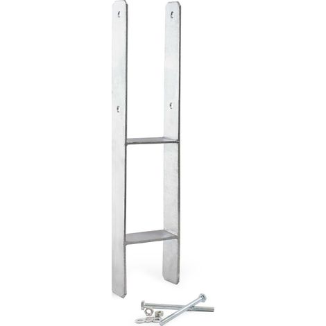 XPOtool Supporto palo zincato a caldo 81x600mm Staffa ad H per ancoraggio pali