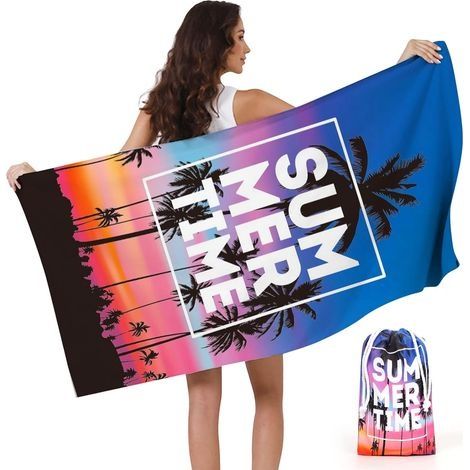 Serviette de Plage Microfibre pour Adulte, Drap de Bain Séchage Rapide Serviette de Plage Anti Sable pour Fauteuil Plage, Salle de Sport, Salle de Bain, Sauna(150 x 70CM) (1/5)