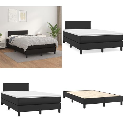 Boxspringbett mit Matratze Schwarz 120x200 cm Kunstleder - Boxspringbett - Doppelbett - Bettenrahmen - Kunstlederbett - Schwarzes Bett - Home & Living