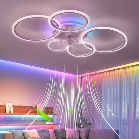 95 cm Dimmable RGB Ceiling Fan with Light and Remote Control App, Ceiling Fan with Light Modernity 72 W Living Room Timer 6 Speed for Bedroom (1/5)