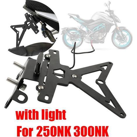 Compatible with: License plate frame for CFMOTO 250NK, NK250, 300NK motorcycles with lighting (1/5)