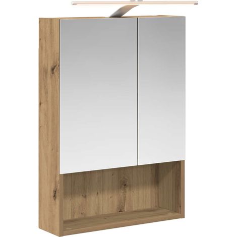 Maison Exclusive - Mobiletto per specchio da bagno con porta Rovere Artigianale