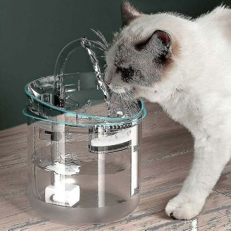 Fontaine À Boire - 2 L - Pour Chats Et Chiots - Pompe Silencieuse À Filtration À Charbon Actif - Avec Réservoir Transparent - 1 Pièce (1/4)