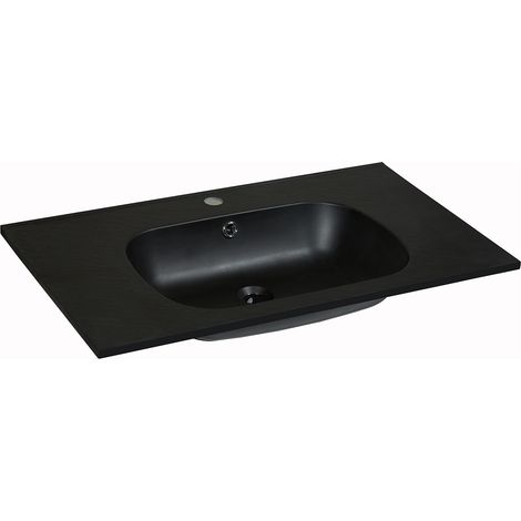 Vasque à encastrer en résine effet pierre - Noir - L80 x l46 cm - OKIWA