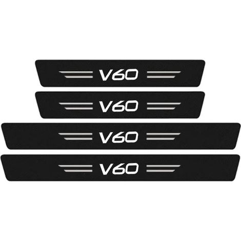 (4 pièces pour seuils de porte) Autocollants de protection de seuil de porte en fibre de carbone pour Volvo V60,logo,coffre,pare-chocs,bandes de protection contre les rayures (1/3)