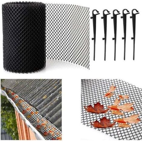 YUIT-Filet de protection de gouttière de 8 m, 18 cm de large, empêche efficacement le colmatage des feuilles, de la mousse et des débris, filtre facile à installer. (1/4)