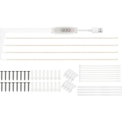 Rubans LED Horticulture Plante d'Intérieur Lampe Culture Rouge 3000K Naturel Hydroponique Succulentes Lumière Complémentaire 4 Niveaux Luminosité Programmation 24h Auto USB Prêt à l'emploi (1/3)