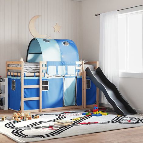 Lit superposé sans matelas avec toboggan et rideaux-Lit pour enfants 80x200 cm 181723 (1/5)