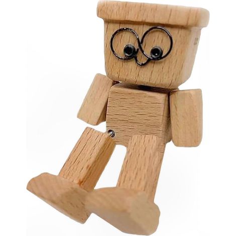 Handgefertigte, schüttelbare Holzfigur eines Mannes, dekoratives Schreibtischspielzeug, ideales Weihnachtsgeschenk, einzigartiges handgefertigtes Stück. (1/4)