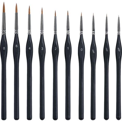 Ensemble de 10 Pinceaux de Peinture à Pointe Fine, Mini Pinceaux de Précision pour Détail et Micro Travail (1/3)
