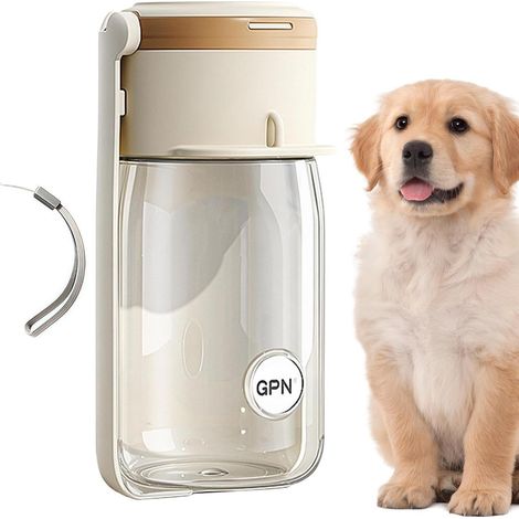 Faltbare, tragbare Hunde-Trinkflasche (360 ml) mit integriertem Futternapf Ideal für Welpen, kleine und große Hunde, für Outdoor-Aktivitäten, Spaziergänge, Camping und Angeln (1/5)