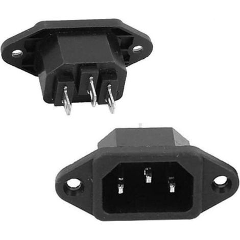 MOONSTARS Paquet de 10 AC 250V 10A IEC-320 C14 mâle 3 broches châssis montage sur panneau prise de courant prise de connecteur d'alimentation (1/2)
