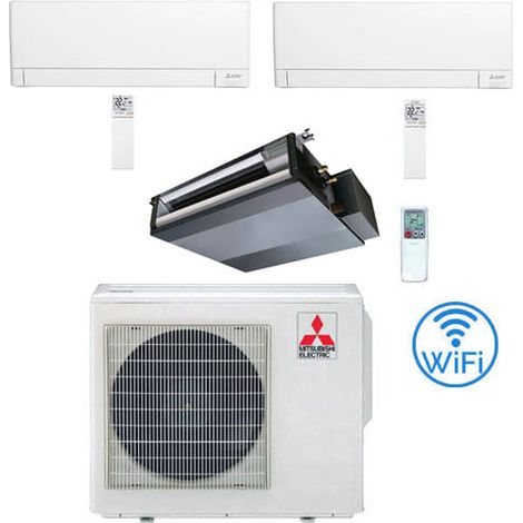 Climatizzatore Condizionatore Mitsubishi Canalizzabile + MSZ-AY R32 SEZ-M DA Trial Split Inverter 9000 + 9000 + 18000 BTU con U.E. MXZ-3F68VF Classe A++/A+ (1/4)